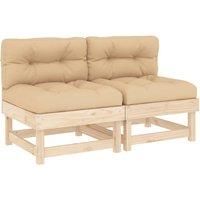 Middle Sofas Patio Wooden Sectional Sofa with Cushionss Solid Wood Pine vidaXL