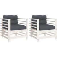 vidaXL Garden Chairs 2 pcs White Solid Wood Pine