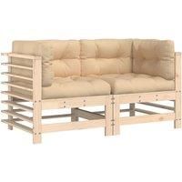 Middle Sofas Patio Wooden Sectional Sofa with Cushions Solid Wood Pine vidaXL