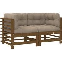 Middle Sofas Patio Wooden Sectional Sofa with Cushions Solid Wood Pine vidaXL