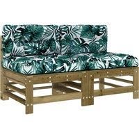 vidaXL Middle Sofa with Cushions Impregnated Wood Pine