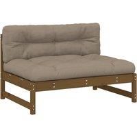 Middle Sofa Patio Footrest Sectional Sofa with Cushions Solid Wood Pine vidaXL