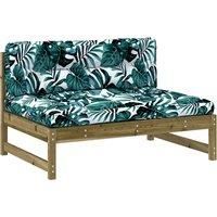 Middle Sofa Patio Footrest Sectional Sofa with Cushions Solid Wood Pine vidaXL