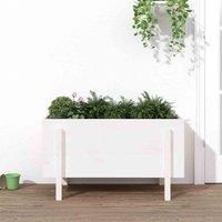 vidaXL Solid Pine Wood Garden Raised Bed in White - Versatile Planter Box for Outdoor Spaces, Balcony or Patio, Spacious Design for Vegetables, Herbs and Flowers, Decorative and Rugged Construction