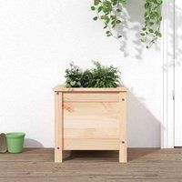 vidaXL Wood Garden Planter – Robust Pinewood Construction - Large Square Size Garden, Patio and Balcony Flower, Herb and Plant Holder – Brown