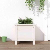 vidaXL Garden Planter in Solid Pine Wood with Large Dimensions - White, Rustic Decorative Box for Outdoor Spaces, Ideal for Plants, Vegetables and Flowers