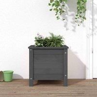 vidaXL Solid Pine Wood Garden Planter in Grey - Rustic Outdoor Flower Pot for Deck, Patio, Garden, Backyard or Balcony