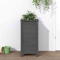 vidaXL Solid Pine Wood Planter - Grey Wooden Garden Container for DIY Enthusiasts - Large Space for Herbs, Flowers, Vegetables - Outdoor Patio Decoration