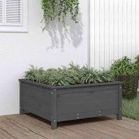vidaXL Solid Pinewood Garden Planter - Elegant Grey, Roomy Design for Outdoor Spaces, Easy Assembly