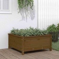 vidaXL Honey Brown Solid Wood Pine Square Garden Planter - Rustic Outdoor Patio Decor, Spacious Plant Holder, DIY Friendly Design, 82.5x82.5x39cm Dimension