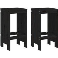 Bar Stools Garden Stool Patio Wooden Chair 2 pcs Black Solid Wood Pine vidaXL