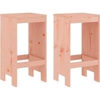 vidaXL Solid Douglas Pine Wood Bar Stools - Set of 2 – Rustic Brown Barstools with Footrest for Patio, Balcony, or Garden – Each stool supports up to 110 kg
