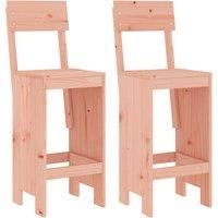 vidaXL Solid Douglas Wood Bar Stools - Rustic, Untreated Pine - Ideal for Deck, Patio, Garden - Comfortable Backrest and Footrest - Brown