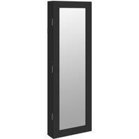 vidaXL Mirror Jewellery Cabinet Wall Mounted Black 30x8 5x90 cm
