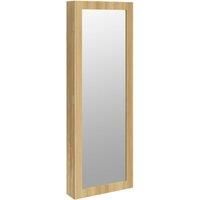 vidaXL Mirror Jewellery Cabinet Wall Mounted for Stylish Storage with Full-Length Mirror, Lockable Door, Engineered Wood Construction - Brown
