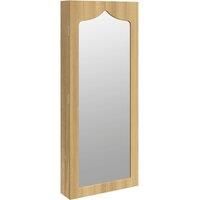 vidaXL Wall-Mounted Mirror Jewellery Cabinet- Engineered Wood Construction with Veneer Covering - Includes Lockable Door for Enhanced Security - Ample Storage Space