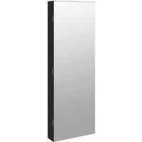 Vidaxl Mirror Jewellery Cabinet With Led Lights Wall Mounted Black, Black