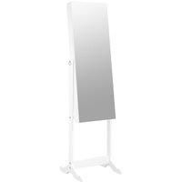 vidaXL Free Standing Full-Length Mirror Jewelry Cabinet Organizer with Adjustable Mirror and Lockable Door - White
