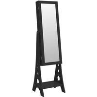 Mirror Jewellery Cabinet with LED Lights Free Standing Black vidaXL