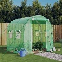 vidaXL Greenhouse with Galvanised Steel Frame and UV-resistant PE Cover, Versatile 4 m² Plant House with Roll-up Door & Windows, Green