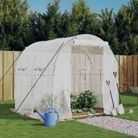 "vidaXL Large White Greenhouse with Steel Frame and Polyethylene Cover - 4m², Perfect for Fruits, Vegetable, and Plant Growth, Outdoor Use, Weather Resistant"