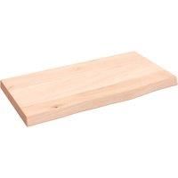 vidaXL Solid Oak Wood Floating Wall Shelf Bracket - 40x20cm, Customizable Untreated Wood, Handmade Live Edge for Office, Bedroom, Kitchen