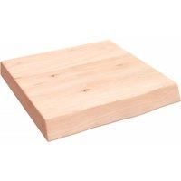 vidaXL Untreated Solid Oak Wood Wall Shelf - Rustic Farmhouse Style Wooden Panel with Live Edge for Versatile Use - Oak