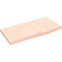 vidaXL Wall Shelf 60x30x2 cm Solid Oak Wood, Untreated and Customizable, Rustic Style, Versatile for Various Rooms and Uses, Handmade with Live Edge Design