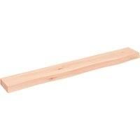 vidaXL Wall Shelf in Rustic Style: Untreated Solid Oak Wood, Versatile Use as Cabinet Top/Desk Top/Table Top, Handmade with Live Edge, Natural Brown, Dimensions 80x10x4cm