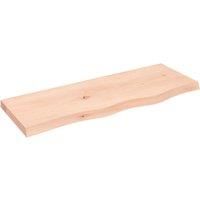 vidaXL Wall Shelf in Untreated Solid Oak Wood | Rustic Style Storage Solution - 80x30x4 cm | Farmhouse Finished Live Edge, Versatile Usage, Durable Handmade Construction