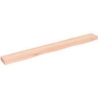 vidaXL Untreated Solid Oak Wood Wall Shelf, Handmade Live Edge Storage Solution with Versatile Use, Rustic Farmhouse Style, Ready to Customise