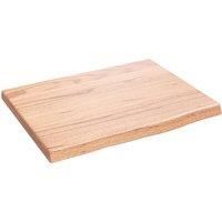 vidaXL Wall Shelf - Solid Oak Wood - Light Brown - 40x30x2 cm - Rustic Style - Versatile and Practical - Handmade with Live Edge