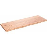 vidaXL Solid Oak Wood Wall Shelf - Light Brown, Rustic Style, Versatile Use, Treated Surface, Handmade Design with Live Edges - 80x30x2 cm