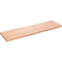 vidaXL Light Brown Wall Shelf - Rustic Style Solid Oak Wood Shelf Varnished Finish 100x30 cm with Unique Live Edge and 24 kg Load Capacity
