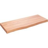 vidaXL Solid Oak Wood Wall Shelf - Rustic Light Brown Storage Solution with Live Edge, Finished Surface and Versatile Use 100x40x6 cm