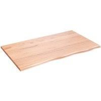 vidaXL Wall Shelf in Light Brown, Solid Oak Wood with Varnish Finish, Versatile Usage, Handmade with Live Edge-100x60x2 cm, 48 kg Load Capacity