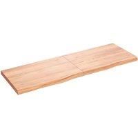 vidaXL Treated Solid Oak Wood Wall Shelf - 180x60 cm, Light Brown, Live Edge Design, Versatile for Various Rooms, Foldable & Easy Installation