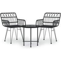 Garden Dining Set 3 Piece Poly Rattan Dining Table Chair Black/Brown vidaXL
