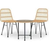 Garden Dining Set 3 Piece Poly Rattan Dining Table Chair Black/Brown vidaXL