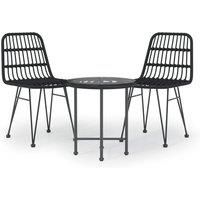 Garden Dining Set 3 Piece Poly Rattan Dining Table Chair Black/Brown vidaXL