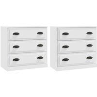 vidaXL 2-Sets of Modern Sideboards - Space-Optimizing Storage Solution - White Engineered Wood - Durable and Stable - For Living Room