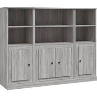 vidaXL Highboards 3 Pcs Grey Sonoma Engineered Wood, Grey