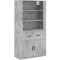 vidaXL Highboard with Ample Storage Space - Concrete Grey Engineered Wood - Modern Design - Wall-Mounted Function
