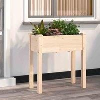 Planter Plant Pot with Liner Raised Bed Flower Pot Grey Solid Wood Fir vidaXL