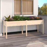 Planter Plant Pot with Liner Raised Bed Flower Pot Grey Solid Wood Fir vidaXL
