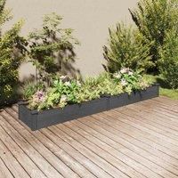 vidaXL Solid Fir Wood Raised Garden Bed Planter with Liner Pot in Grey - Rectangular Flower/Vegetable Planter for Outdoor Gardening