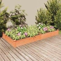 vidaXL Solid Fir Wood Garden Raised Bed with Liner - Rectangular Shape, Large Size, 240x120x25 cm, Brown - Ideal Planter for Vegetables, Herbs, and Flowers