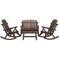 vidaXL 4-Piece Garden Lounge Set in Solid Spruce Wood–Adirondack-Style Chairs and Bench with Coffee Table–Natural Wood Appearance for Patio or Deck Use