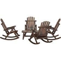 vidaXL 5-Piece Garden Lounge Set - Solid Spruce Wood, Relaxing Rocking Chairs, and Roomy Coffee Table for Patio, Deck or Garden