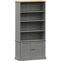 vidaXL Bookcase VIGO Grey 85x35x170 cm Solid Wood Pine